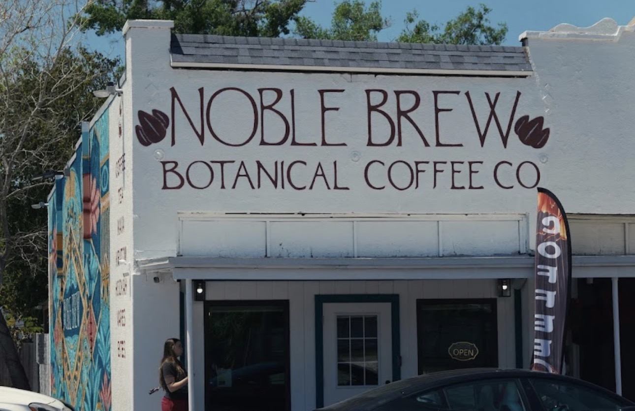 Storefront of Noble Brew Botanical Coffee Co. on N Florida Ave in Tampa Heights